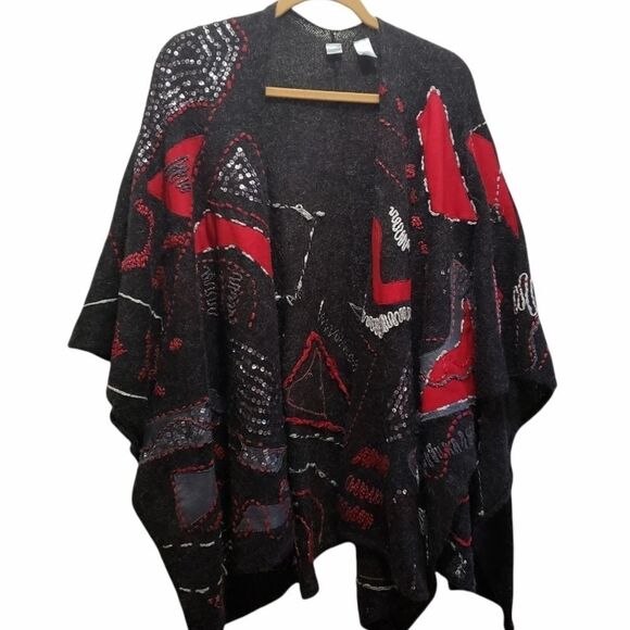 Chicos cape in red and black, one size - Picture 1 of 4